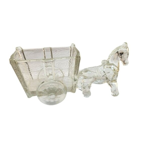 Vintage Large Jeannette Glass Candy Dish, Horse and Cart, - Picture 12 of 16
